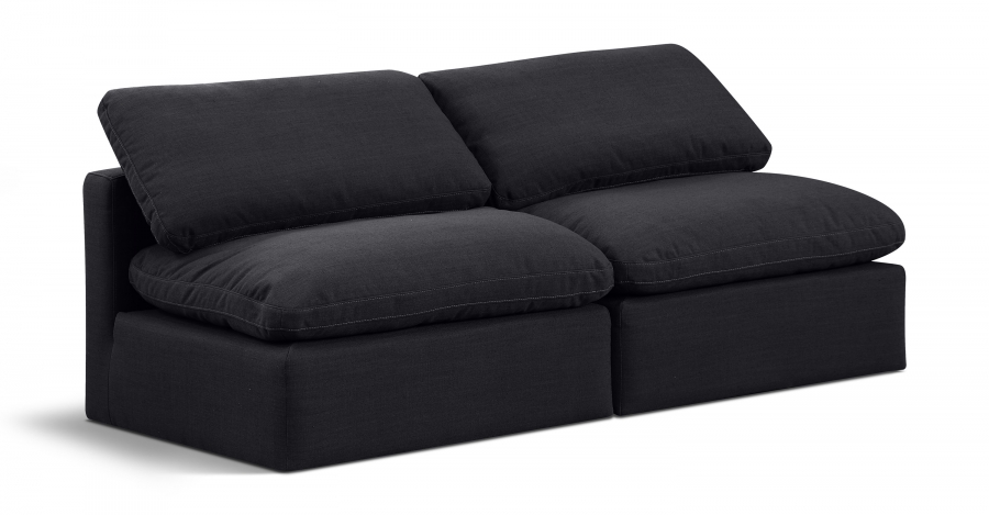 Indulge 70" Linen Textured Fabric Upholstered 2pc. Armless Modular Loveseat