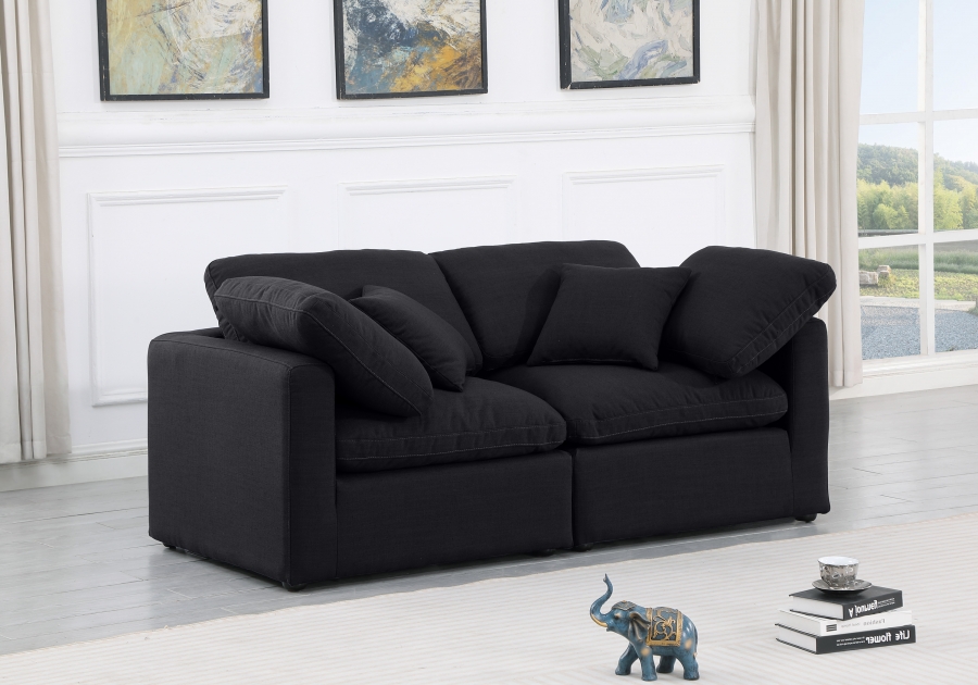Indulge 70" Linen Textured Fabric Upholstered 2pc. Modular Loveseat