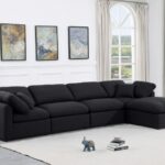 Indulge 140" Linen Textured Fabric Upholstered 5pc. Modular Sectional