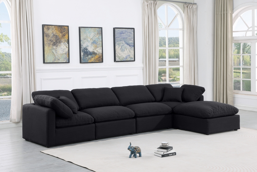 Indulge 140" Linen Textured Fabric Upholstered 5pc. Modular Sectional