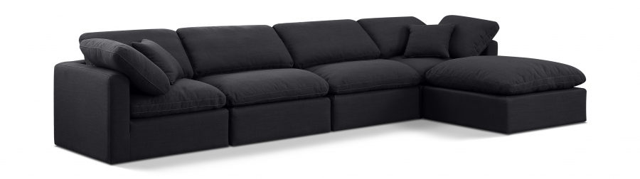 Indulge 140" Linen Textured Fabric Upholstered 5pc. Modular Sectional