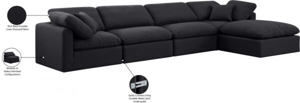Indulge 140" Linen Textured Fabric Upholstered 5pc. Modular Sectional