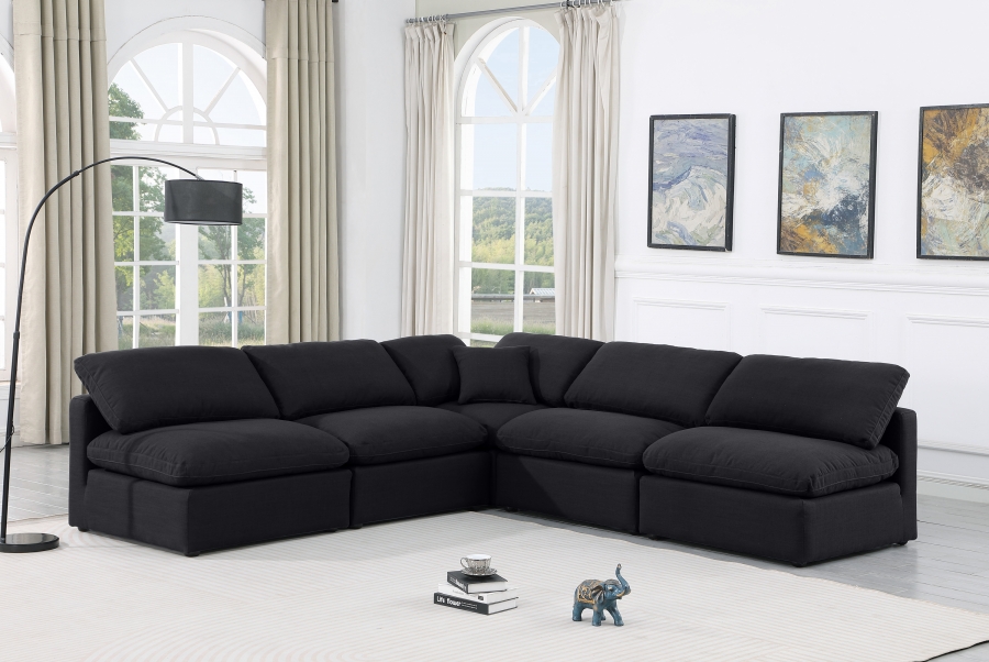 Indulge 105" Linen Textured Fabric Upholstered 5pc. Modular Sectional