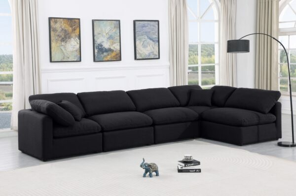 Indulge 140" Linen Textured Fabric Upholstered 5pc. Modular Sectional