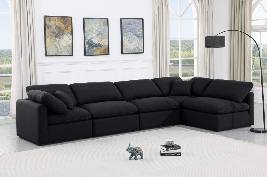 Indulge 140" Linen Textured Fabric Upholstered 5pc. Modular Sectional