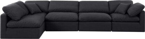 Indulge 140" Linen Textured Fabric Upholstered 5pc. Modular Sectional