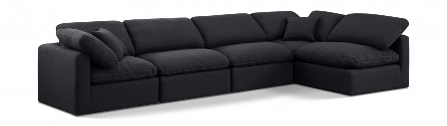 Indulge 140" Linen Textured Fabric Upholstered 5pc. Modular Sectional