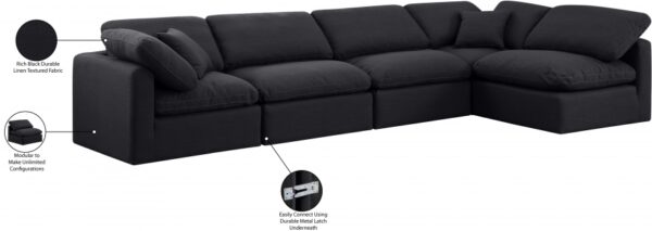 Indulge 140" Linen Textured Fabric Upholstered 5pc. Modular Sectional