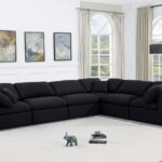 Indulge 140" Linen Textured Fabric Upholstered 6pc. Modular Sectional
