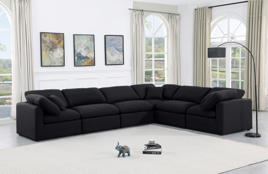Indulge 140" Linen Textured Fabric Upholstered 6pc. Modular Sectional