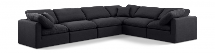 Indulge 140" Linen Textured Fabric Upholstered 6pc. Modular Sectional