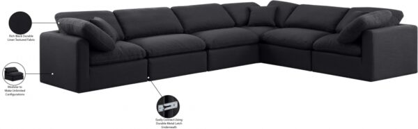 Indulge 140" Linen Textured Fabric Upholstered 6pc. Modular Sectional