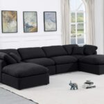 Indulge 140" Linen Textured Fabric Upholstered 6pc. Modular Sectional