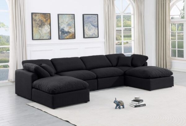 Indulge 140" Linen Textured Fabric Upholstered 6pc. Modular Sectional