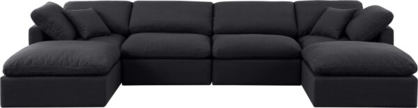 Indulge 140" Linen Textured Fabric Upholstered 6pc. Modular Sectional