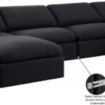 Indulge 140" Linen Textured Fabric Upholstered 6pc. Modular Sectional