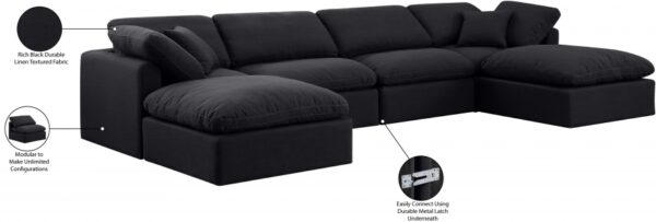 Indulge 140" Linen Textured Fabric Upholstered 6pc. Modular Sectional