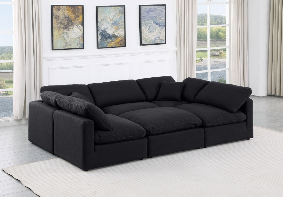 Indulge 105" Linen Textured Fabric Upholstered 6pc. Modular Sectional