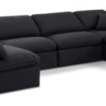 Indulge 140" Linen Textured Fabric Upholstered 6pc. Modular Sectional