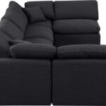 Indulge 140" Linen Textured Fabric Upholstered 6pc. Modular Sectional