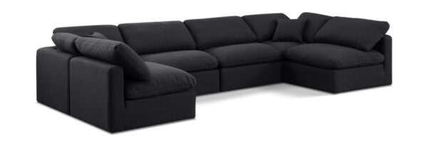 Indulge 140" Linen Textured Fabric Upholstered 6pc. Modular Sectional
