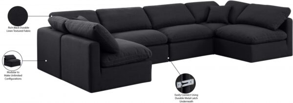 Indulge 140" Linen Textured Fabric Upholstered 6pc. Modular Sectional