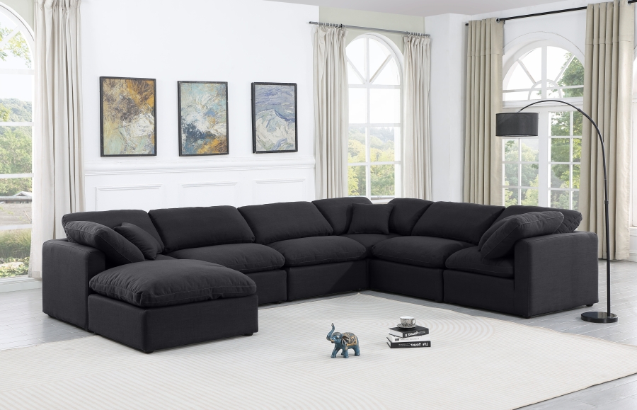 Indulge 140" Linen Textured Fabric Upholstered 7pc. Modular Sectional