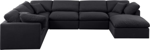 Indulge 140" Linen Textured Fabric Upholstered 7pc. Modular Sectional