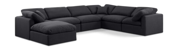 Indulge 140" Linen Textured Fabric Upholstered 7pc. Modular Sectional