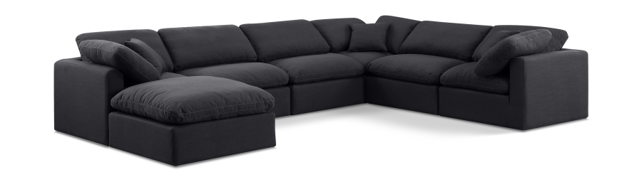 Indulge 140" Linen Textured Fabric Upholstered 7pc. Modular Sectional