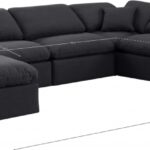 Indulge 140" Linen Textured Fabric Upholstered 7pc. Modular Sectional