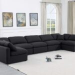 Indulge 175" Linen Textured Fabric Upholstered 7pc. Modular Sectional