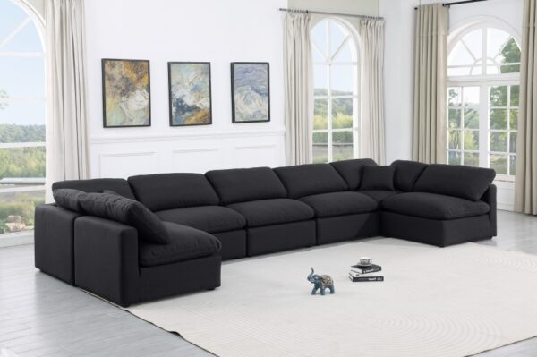 Indulge 175" Linen Textured Fabric Upholstered 7pc. Modular Sectional