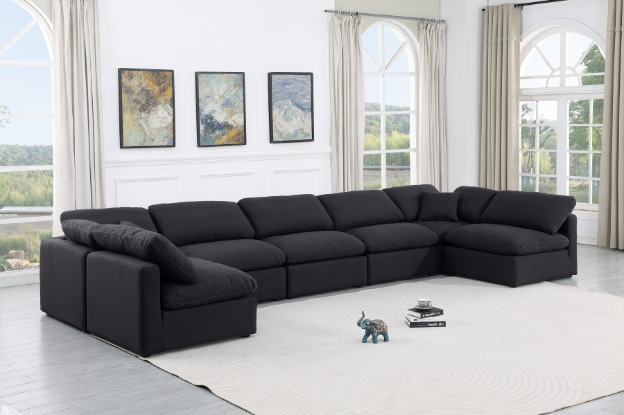 Indulge 175" Linen Textured Fabric Upholstered 7pc. Modular Sectional