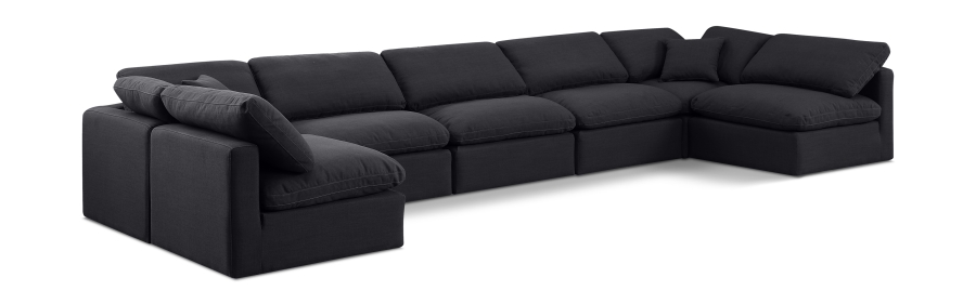 Indulge 175" Linen Textured Fabric Upholstered 7pc. Modular Sectional