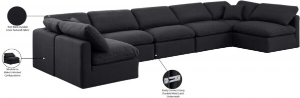 Indulge 175" Linen Textured Fabric Upholstered 7pc. Modular Sectional