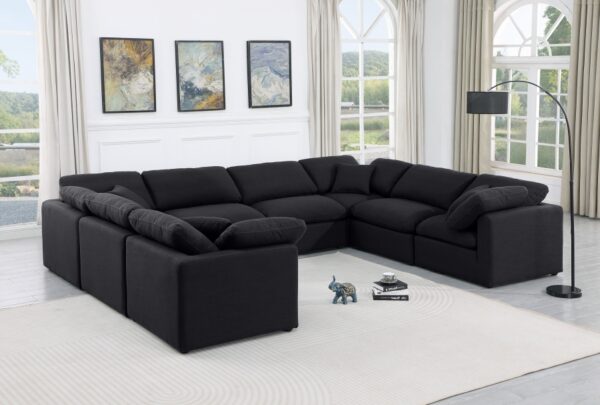 Indulge 140" Linen Textured Fabric Upholstered 8pc. Modular Sectional