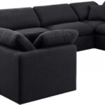Indulge 140" Linen Textured Fabric Upholstered 8pc. Modular Sectional
