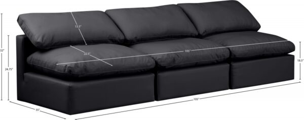 Indulge 105" Vegan Leather Upholstered 3pc. Armless Modular Sofa