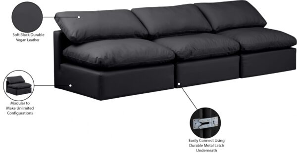 Indulge 105" Vegan Leather Upholstered 3pc. Armless Modular Sofa