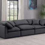 Indulge 105" Vegan Leather Upholstered 3pc. Modular Sofa