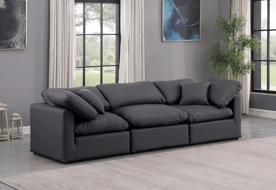 Indulge 105" Vegan Leather Upholstered 3pc. Modular Sofa