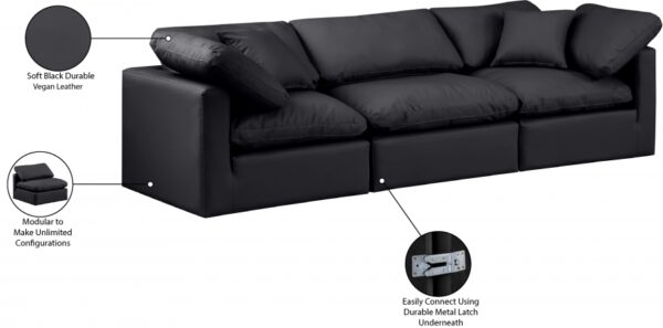 Indulge 105" Vegan Leather Upholstered 3pc. Modular Sofa