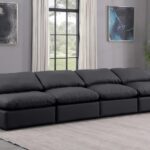 Indulge 140" Vegan Leather Upholstered 4pc. Armless Modular Sofa