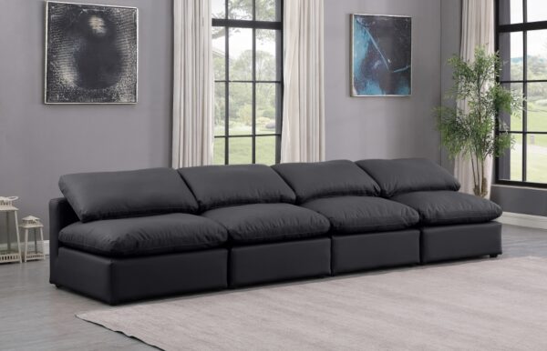 Indulge 140" Vegan Leather Upholstered 4pc. Armless Modular Sofa