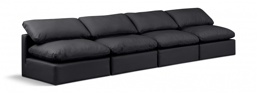 Indulge 140" Vegan Leather Upholstered 4pc. Armless Modular Sofa