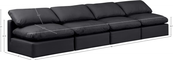 Indulge 140" Vegan Leather Upholstered 4pc. Armless Modular Sofa