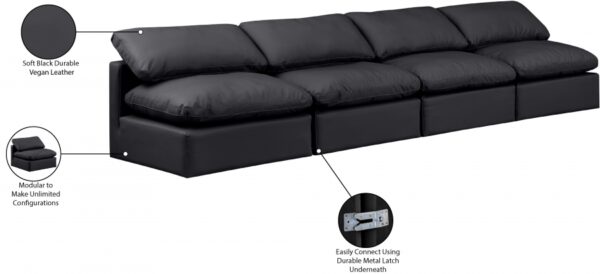 Indulge 140" Vegan Leather Upholstered 4pc. Armless Modular Sofa