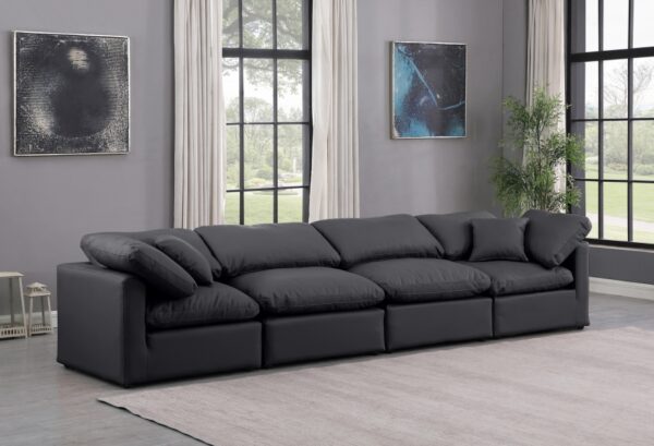 Indulge 140" Vegan Leather Upholstered 4pc. Modular Sofa