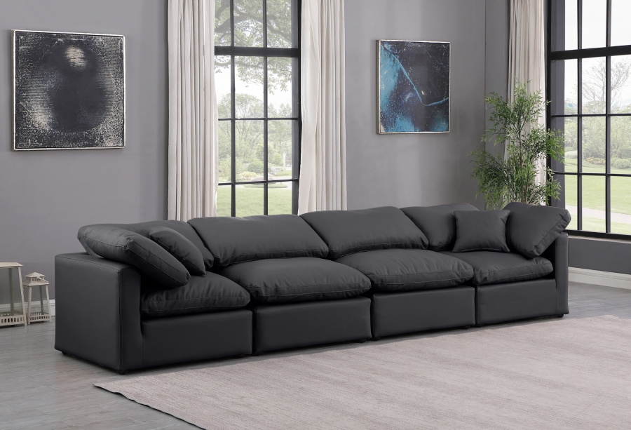 Indulge 140" Vegan Leather Upholstered 4pc. Modular Sofa